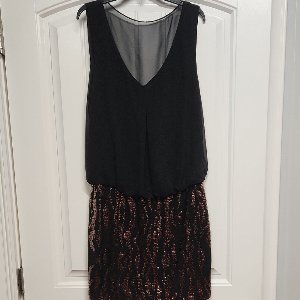 Bisou Bisou Black and Gold Sequin Mini Dress
